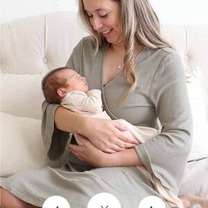 EUCALYPTUS WAFFLE BAMBOO KNIT MATERNITY ROBE